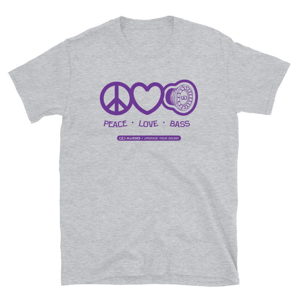 DD Audio -OG Peace Love Bass (Purple Logo) T-Shirt