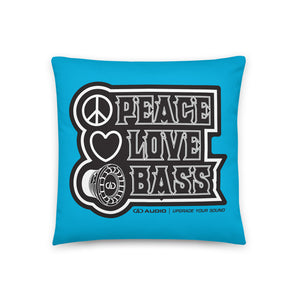 DD Peace, Love, and Bass Throw Pillows (Blue)