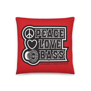 DD Peace, Love, and Bass Throw Pillows (Red)