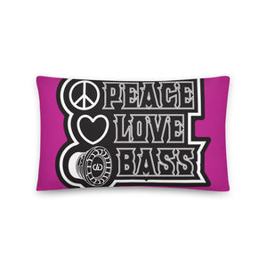 DD Peace, Love, and Bass Throw Pillows (Pink)