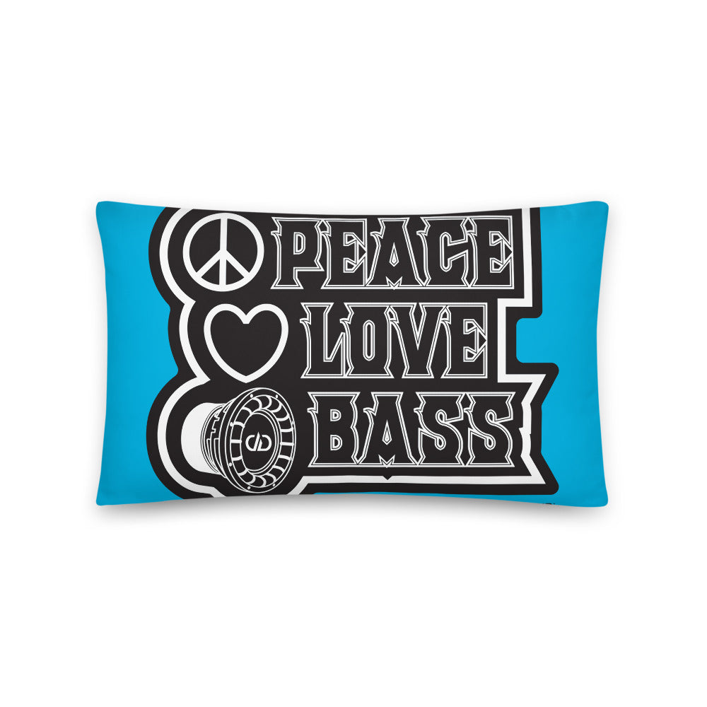 DD Peace, Love, and Bass Throw Pillows (Blue)