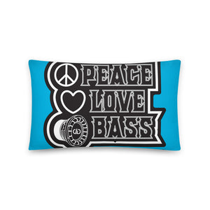 DD Peace, Love, and Bass Throw Pillows (Blue)