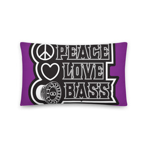 DD Peace, Love, and Bass Throw Pillows (Purple)