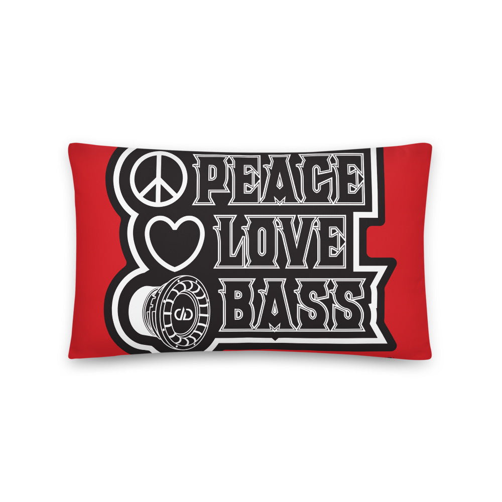 DD Peace, Love, and Bass Throw Pillows (Red)