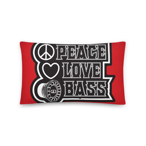 DD Peace, Love, and Bass Throw Pillows (Red)