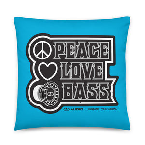 DD Peace, Love, and Bass Throw Pillows (Blue)