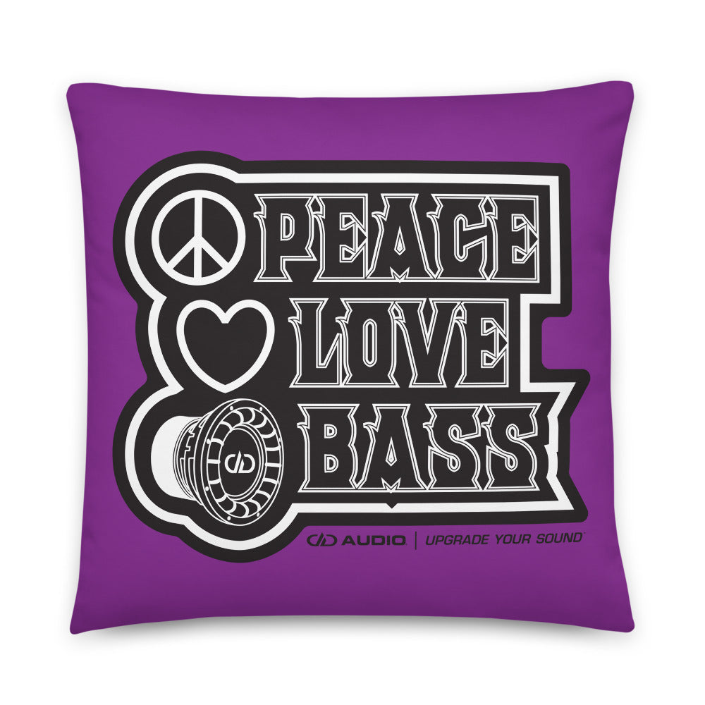 DD Peace, Love, and Bass Throw Pillows (Purple)