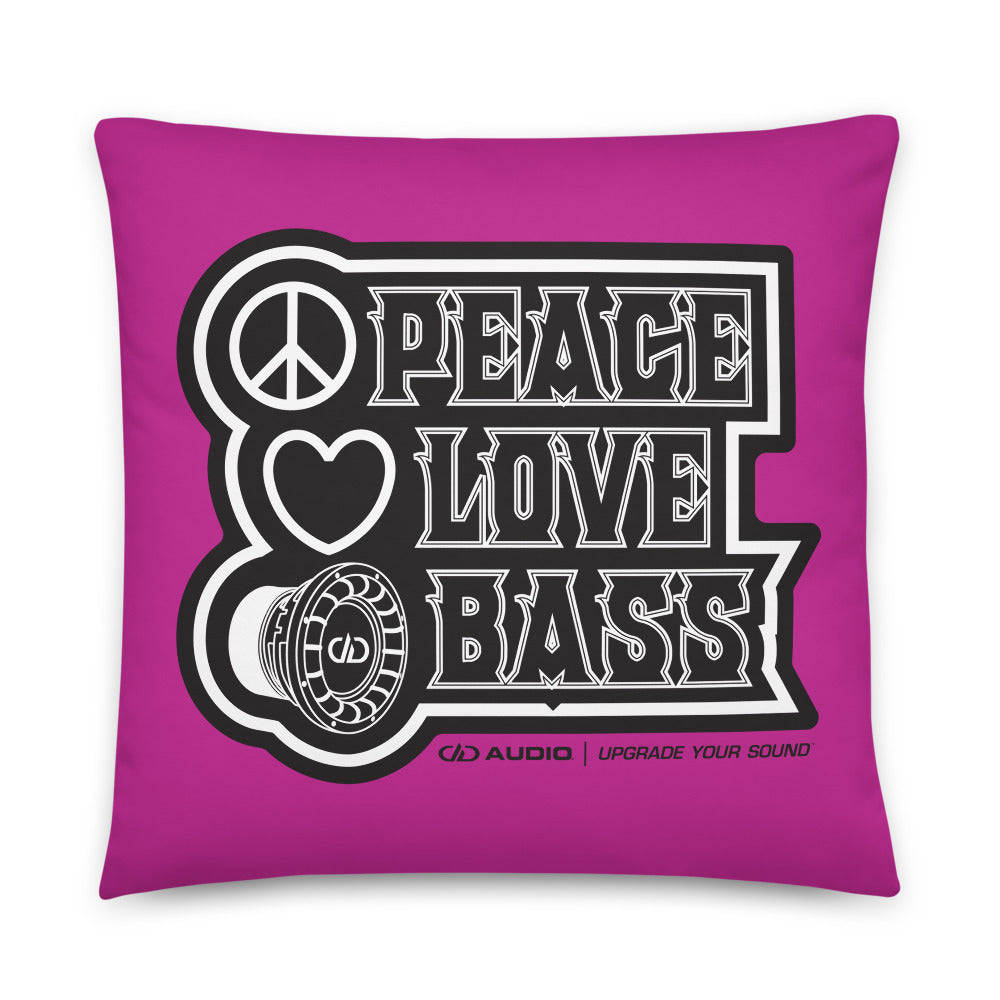 DD Peace, Love, and Bass Throw Pillows (Pink)