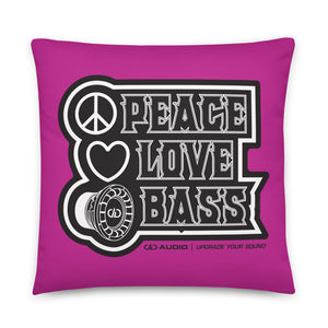 DD Peace, Love, and Bass Throw Pillows (Pink)