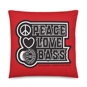 DD Peace, Love, and Bass Throw Pillows (Red)