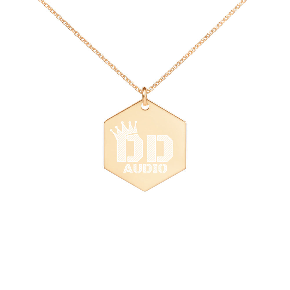 Engraved Silver Hexagon Necklace