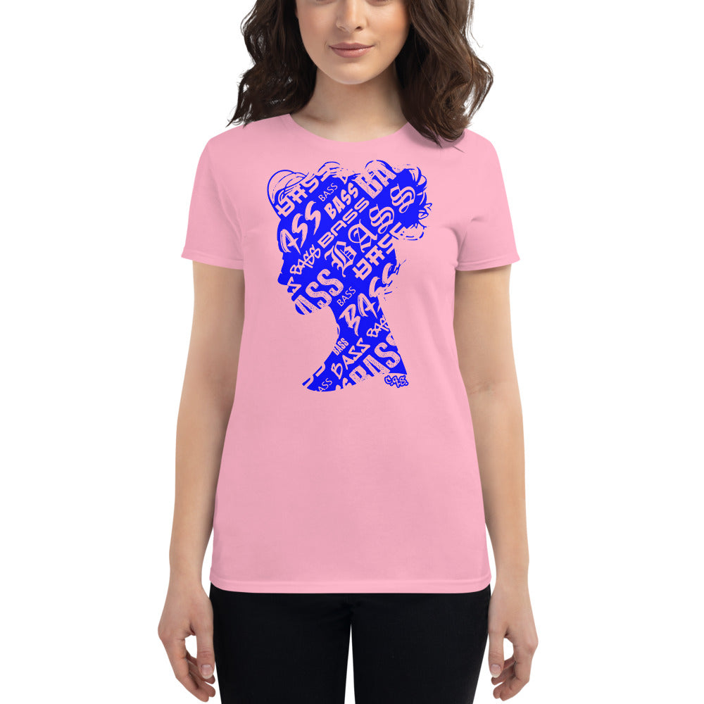 Bass Head Girl Ladies Cut Tee (Blue)