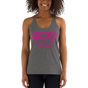 DD Audio - Peace Love Bass 2 Women's Racerback Tank (Pink Logo)
