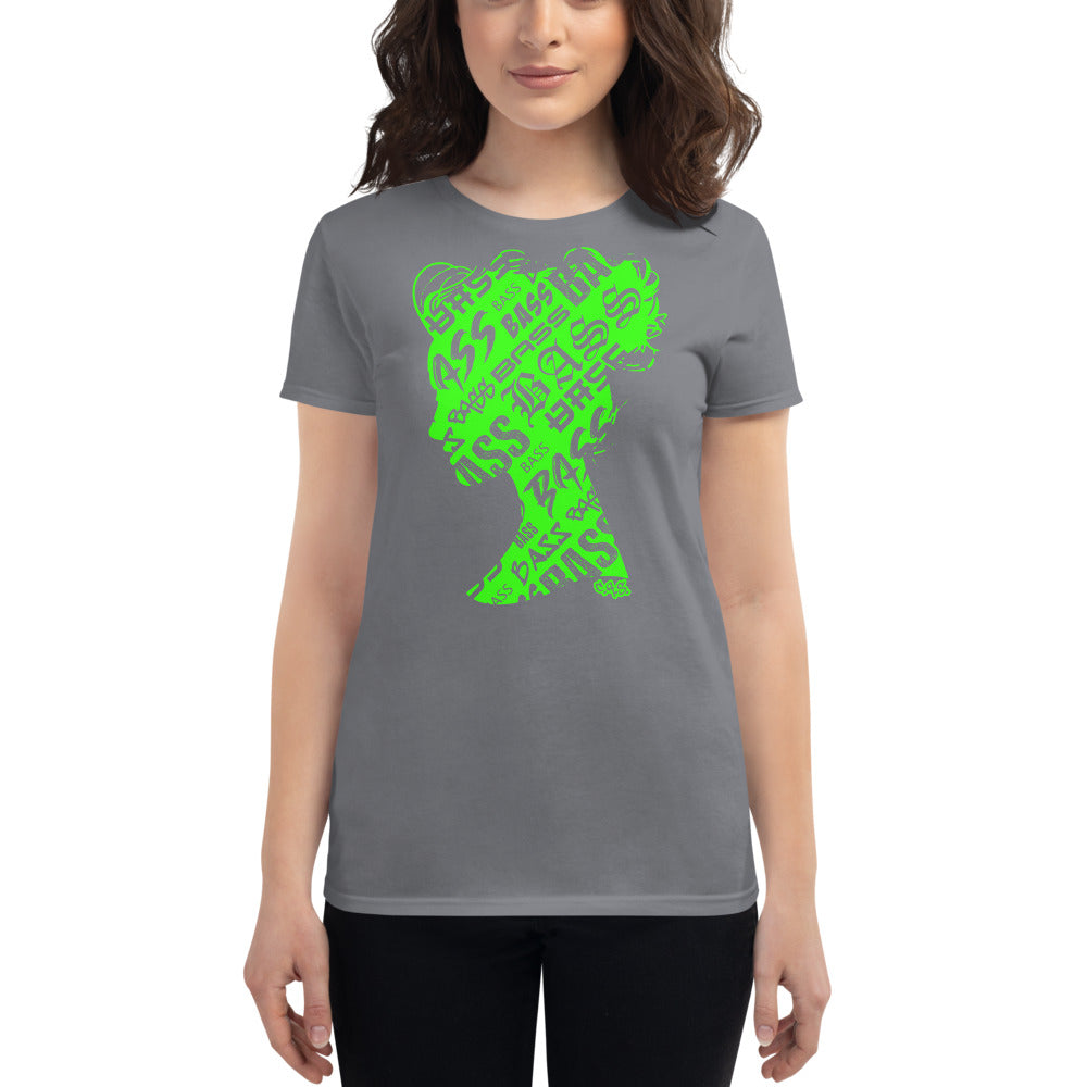 Bass Head Girl Ladies Cut Tee (Neon Green)