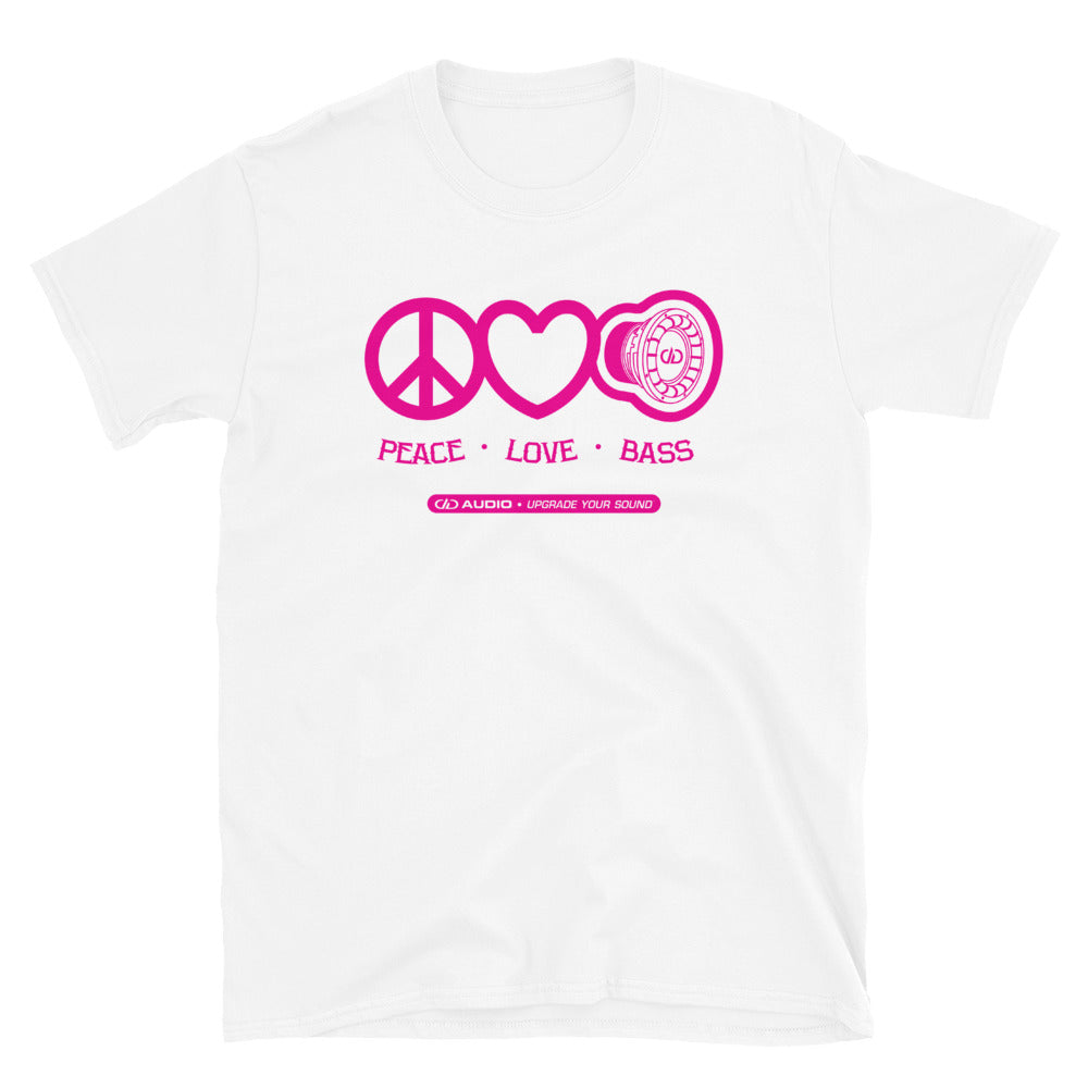 DD Audio -Peace Love Bass (Pink Logo) T-Shirt
