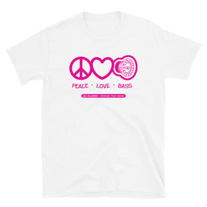 DD Audio -Peace Love Bass (Pink Logo) T-Shirt