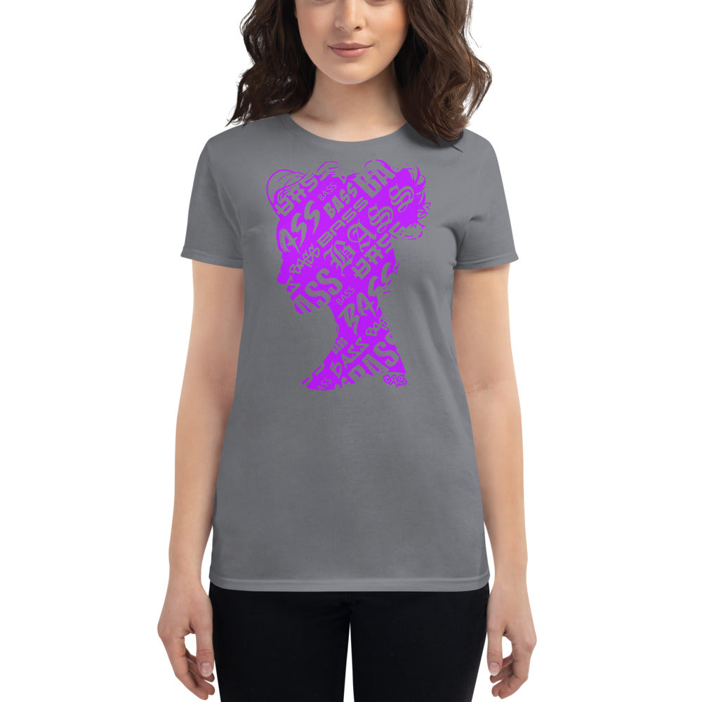 Bass Head Girl Ladies Cut Tee (Neon Purple)