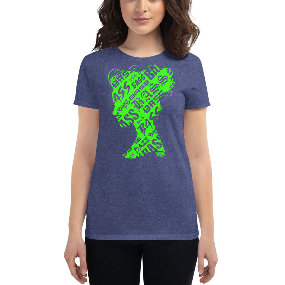 Bass Head Girl Ladies Cut Tee (Neon Green)