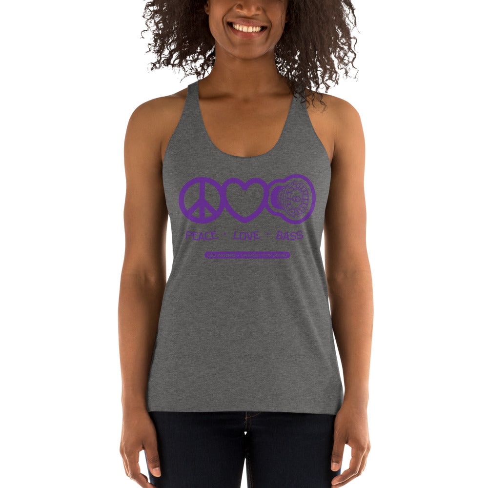 DD Audio - Peace Love Bass T-Shirt 2 Women's Racerback Tank (Purple Logo)