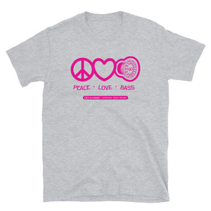 DD Audio -Peace Love Bass (Pink Logo) T-Shirt