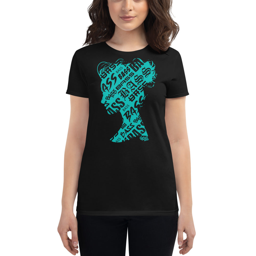 Bass Head Girl Ladies Cut Tee (Tiffany Blue)