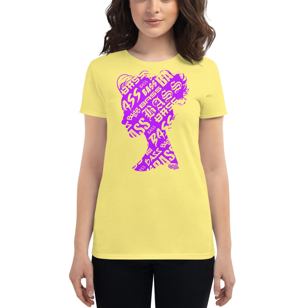 Bass Head Girl Ladies Cut Tee (Neon Purple)