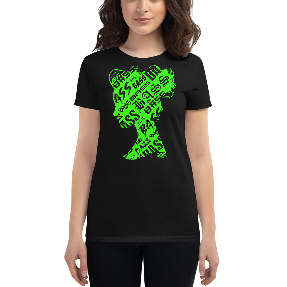 Bass Head Girl Ladies Cut Tee (Neon Green)