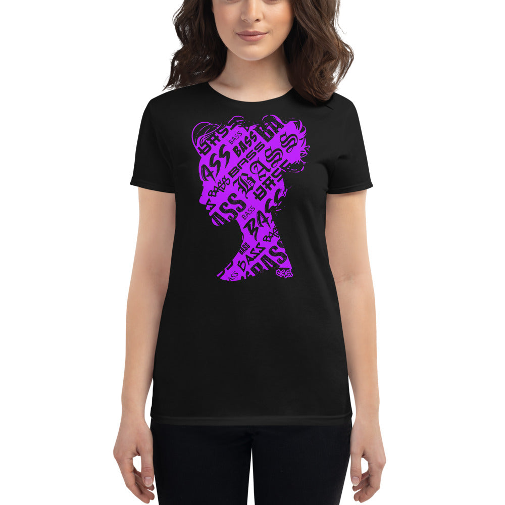 Bass Head Girl Ladies Cut Tee (Neon Purple)