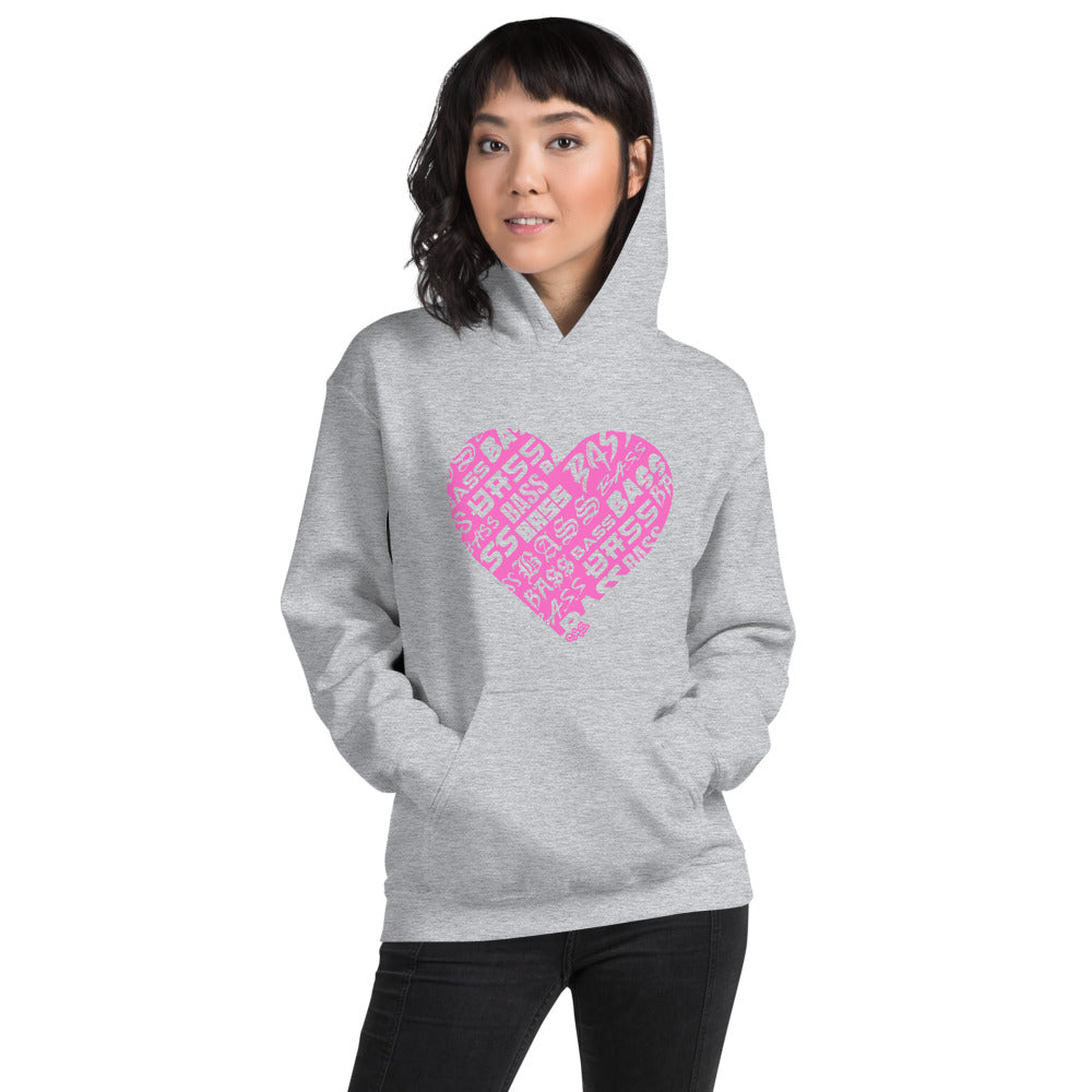 Bassheart Unisex Hoodie (Neon Pink)