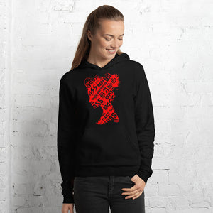 Bass Head Girl  Unisex hoodie (Red)