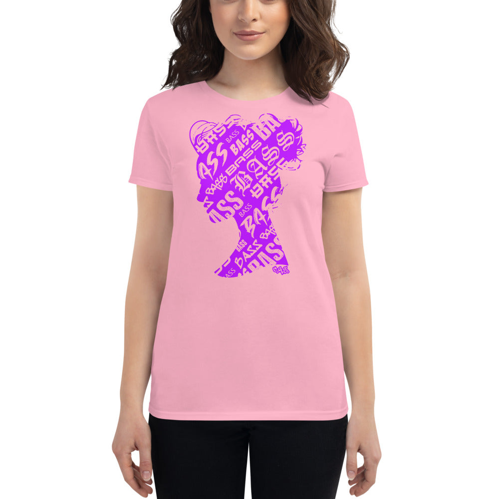 Bass Head Girl Ladies Cut Tee (Neon Purple)