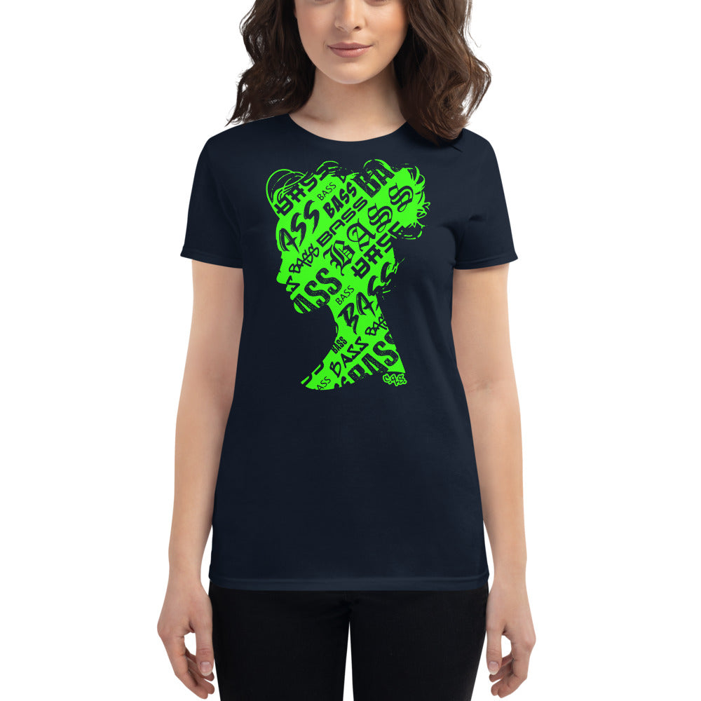 Bass Head Girl Ladies Cut Tee (Neon Green)