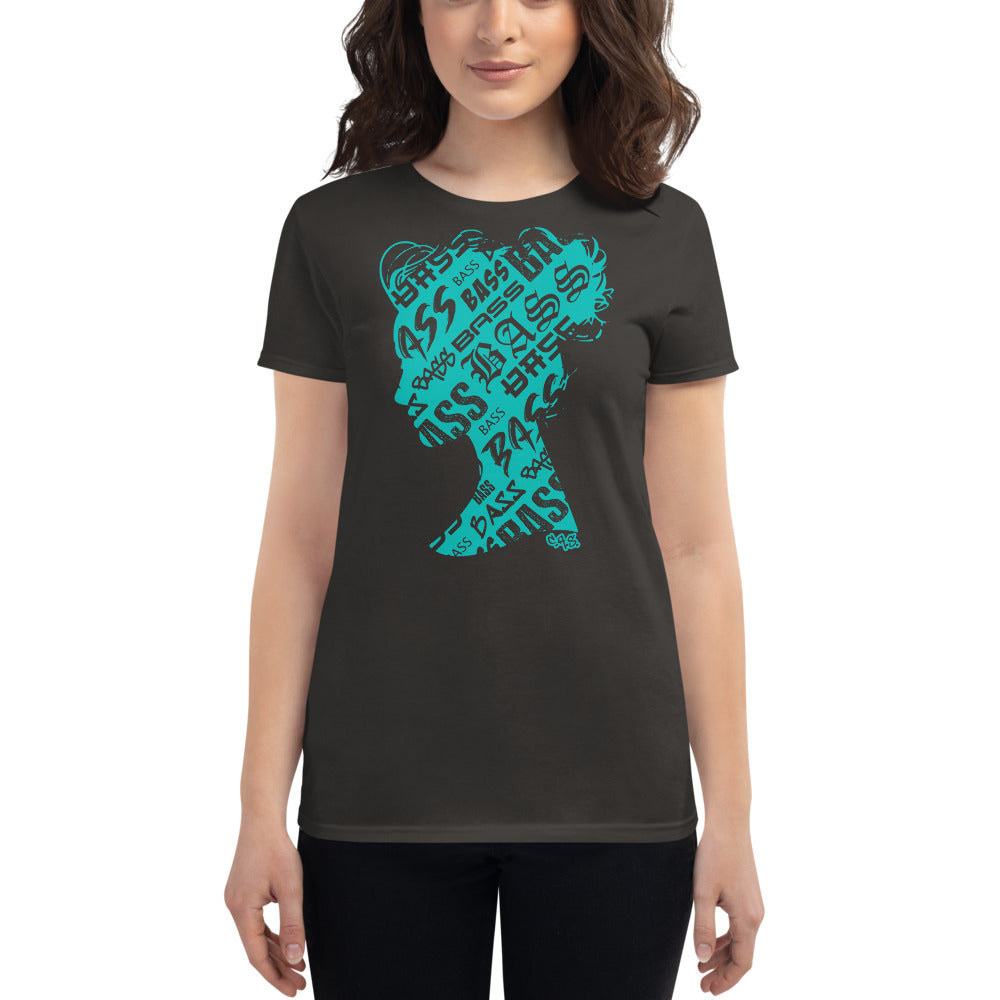 Bass Head Girl Ladies Cut Tee (Tiffany Blue)