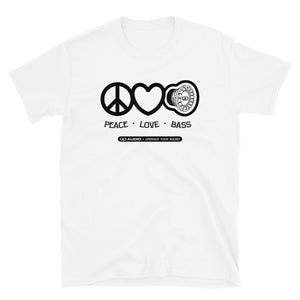 DD Audio - Peace Love Bass 2 (Black Logo) T-Shirt