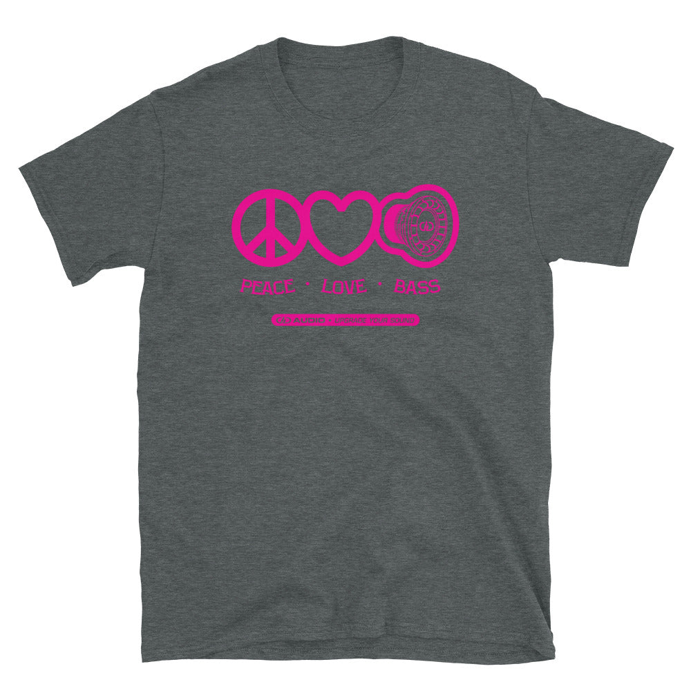 DD Audio -Peace Love Bass (Pink Logo) T-Shirt