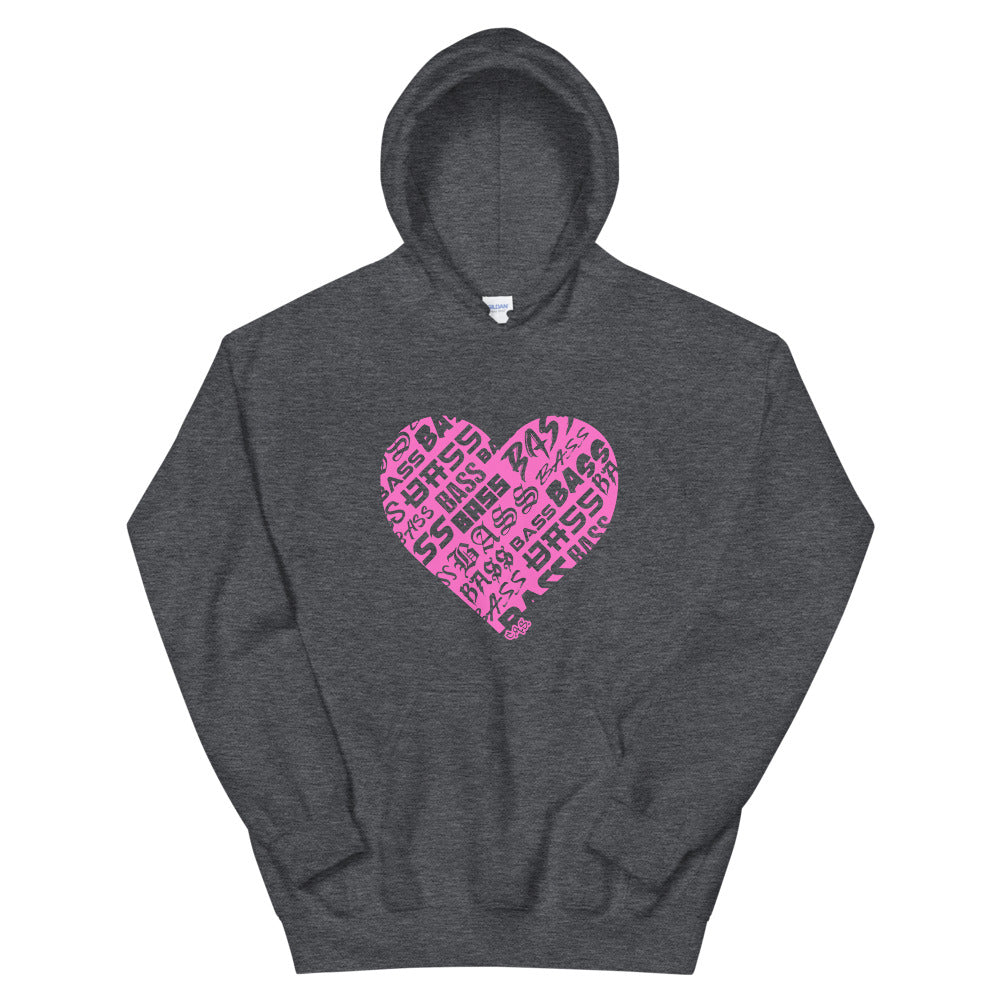 Bassheart Unisex Hoodie (Neon Pink)