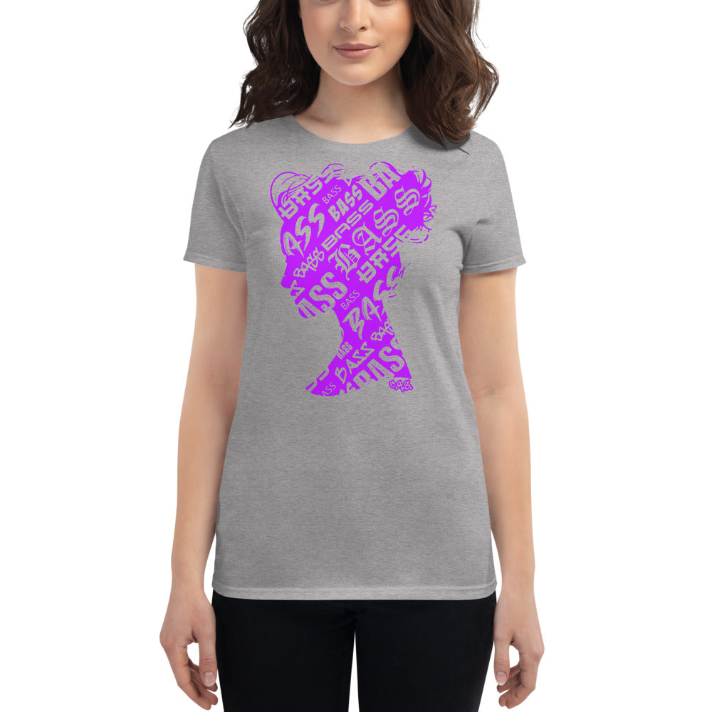 Bass Head Girl Ladies Cut Tee (Neon Purple)