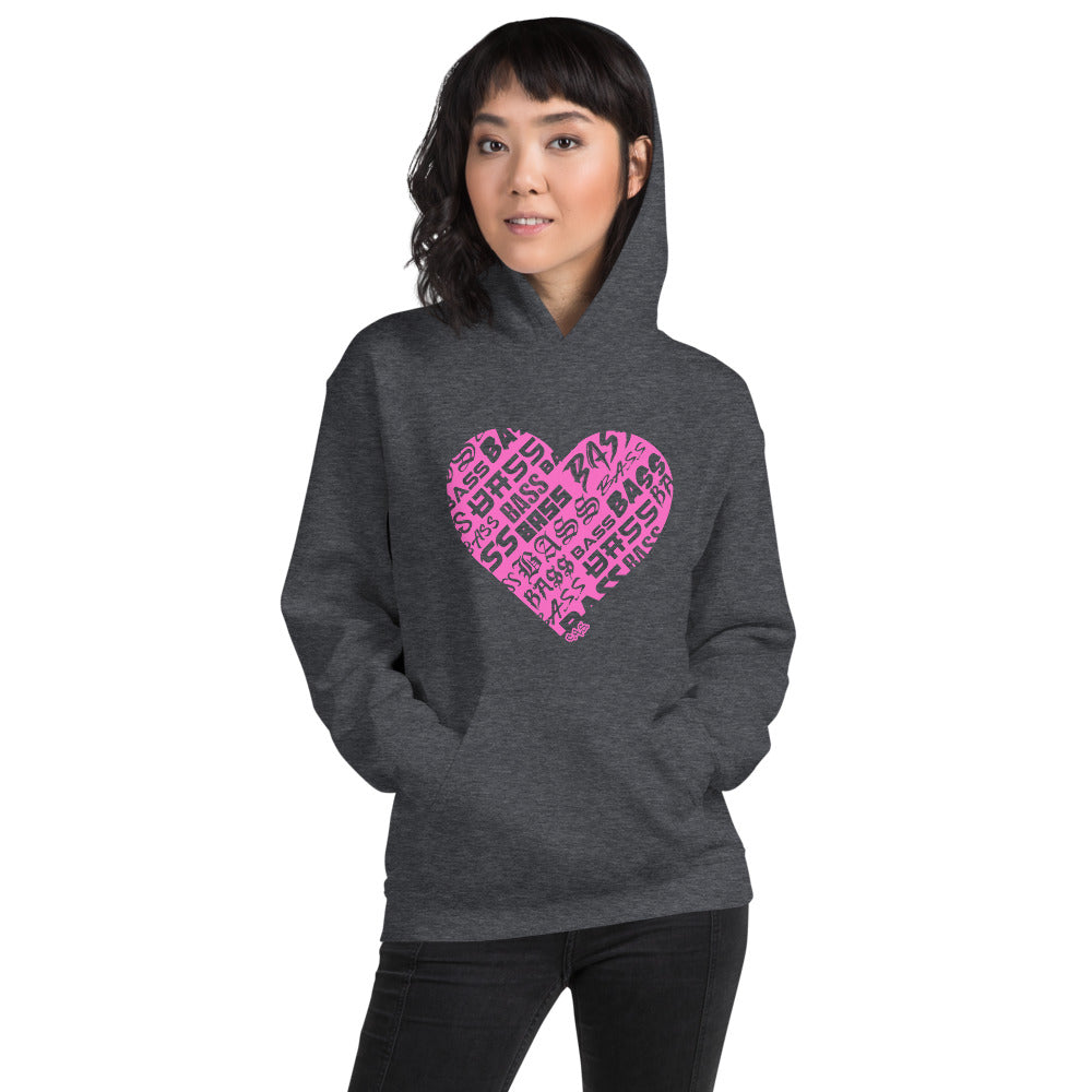 Bassheart Unisex Hoodie (Neon Pink)