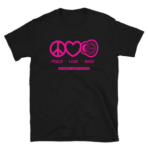 DD Audio -Peace Love Bass (Pink Logo) T-Shirt