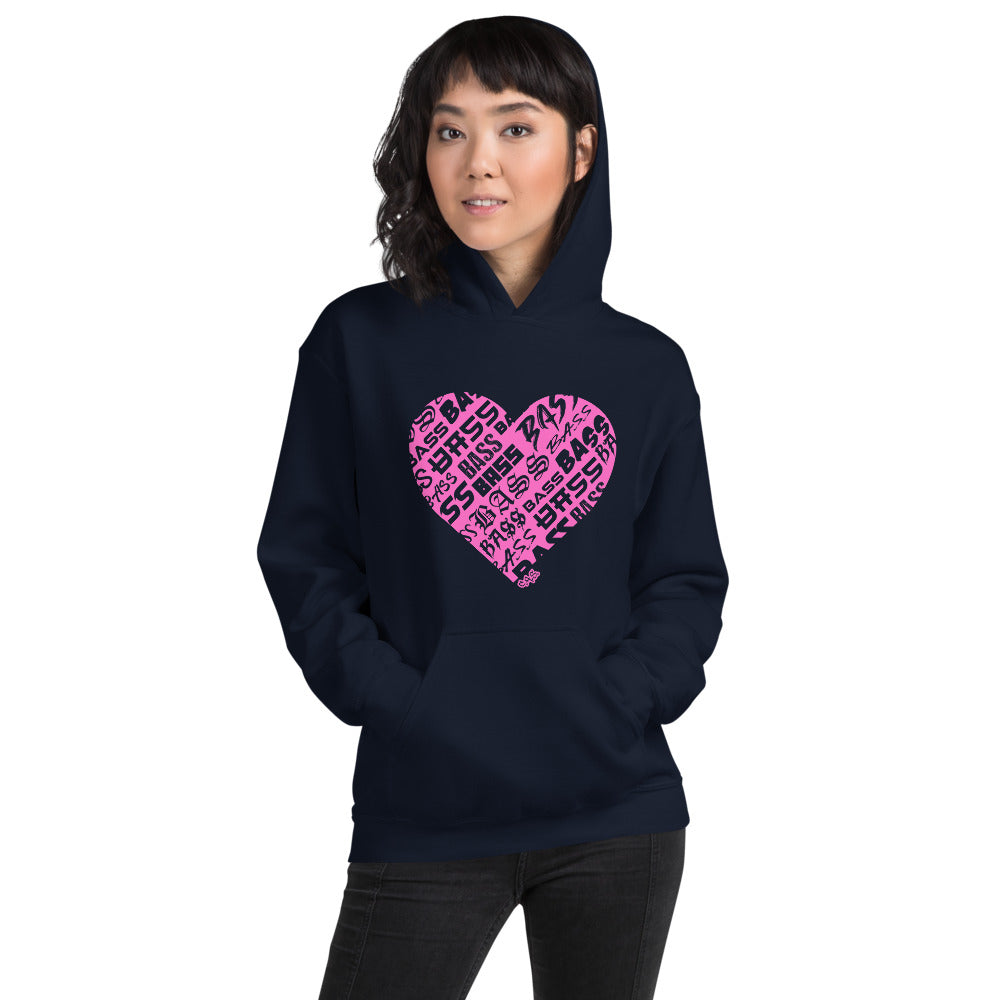 Bassheart Unisex Hoodie (Neon Pink)